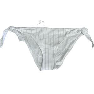 La Perla Iconic Stripy Beach Bikini Briefs Swimsuit Bottom White Metallic XL NWT